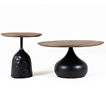 Столик журнальный с круглой деревянной столешницей на черном фактурном основании Bourgeon варинант исполнения - 3 | Loft Concept в Рязани