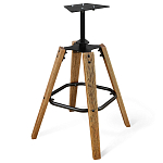 Барный стул со спинкой и металлической подставкой на 4-х деревянных ножках Зеленый Велюр Vendramin Chair варинант исполнения - 4 | Loft Concept в Рязани