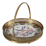 Блюдо фарфоровое с бронзовой ручкой Paradise Dish with Handle варинант исполнения - 1 | Loft Concept в Рязани