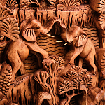 Панно из дерева пирамида из слонов Panel With Animals варинант исполнения - 2 | Loft Concept в Рязани