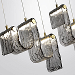 Подвесной светильник линейный с плафонами волнистой формы из фактурного стекла Big Wave варинант исполнения - 5 | Loft Concept в Рязани