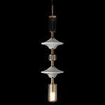 Подвесной светильник с белыми стеклянными элементами и бронзовыми вставками Высота 90 см Gabriel Scott Luna варинант исполнения - 6 | Loft Concept в Рязани