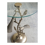 Столик с круглой стеклянной столешницей и корпусом в виде двух павлинов на ветке Table Two Peacocks варинант исполнения - 10 | Loft Concept в Рязани