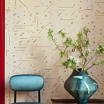 Обои с вышивкой ручной работы Glyph Original colourway on wool sateen варинант исполнения - 2 | Loft Concept в Рязани