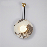 Бра круглое с каменным основанием и плафоном из стекла в форме шара Shaw Marble Lighting варинант исполнения - 1 | Loft Concept в Рязани