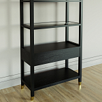 Стеллаж Elsa Dreams Black со стеклянными полками и ящиком варинант исполнения - 6 | Loft Concept в Рязани