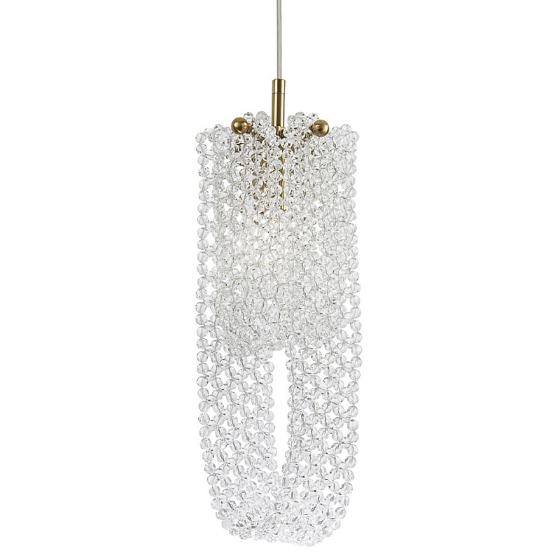 Подвесной светильник с хрустальными подвесками Godard Crystal Hanging Lamp Прозрачный Латунь Подвесной светильник с хрустальными подвесками Godard Crystal Hanging Lamp Прозрачный Латунь в Рязани | Loft Concept