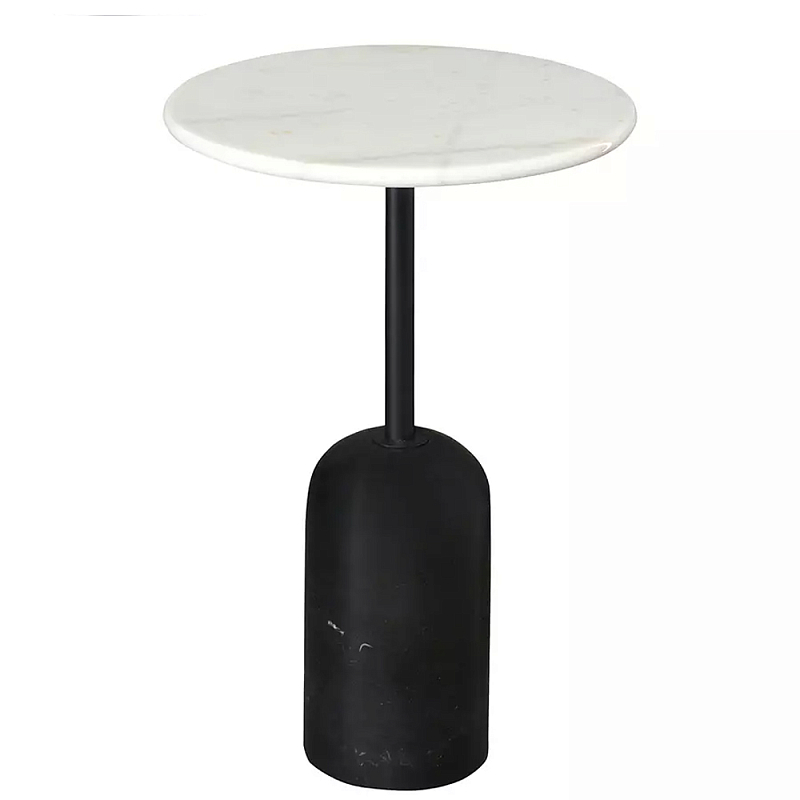 Кофейный столик с белой мраморной столешницей на черном основании Tall Coffee Black and White Table Белый Черный Кофейный столик с белой мраморной столешницей на черном основании Tall Coffee Black and White Table Белый Черный в Рязани | Loft Concept