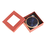 Зеркало карманное круглое двухстороннее из натурального камня Содалит в подарочной упаковке Gold Stone Mirrors варинант исполнения - 3 | Loft Concept в Рязани