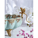 Чаша из голубого фарфора на бронзовых ножках с рисунком цветов и фигурками стрекоз Blue Garden варинант исполнения - 6 | Loft Concept в Рязани