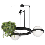 Подвесной светильник с 2-мя шарообразными плафонами и цилиндрическим спотом Light of Еyes варинант исполнения - 6 | Loft Concept в Рязани