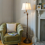 Торшер классического стиля цвета темная бронза с бежевым льяным абажуром Feiss варинант исполнения - 2 | Loft Concept в Рязани