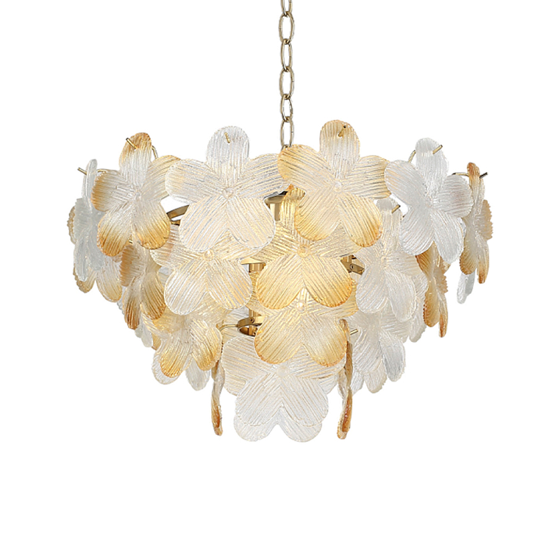 Люстра конусообразная с цветочными мотивами Light Floral Glow Прозрачный Янтарный Золотой в Рязани | Loft Concept 