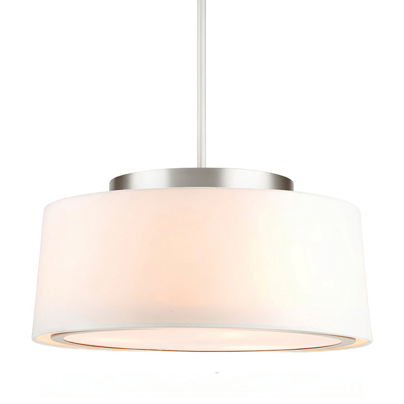 Люстра с круглым белыми тканевым абажуром Chandelier Modern Classic Белый Черный Серебряный Люстра с круглым белыми тканевым абажуром Chandelier Modern Classic Белый Черный Серебряный в Рязани | Loft Concept
