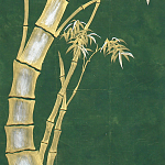 Обои ручная роспись Bamboo Golden on Edo Green India tea paper варинант исполнения - 2 | Loft Concept в Рязани