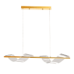 Люстра линейная золотистого цвета с двумя прозрачными волнистыми элементами Wave Line варинант исполнения - 2 | Loft Concept в Рязани