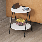 Стол приставной с 2-мя круглыми белыми столешницами ESSEL SIDE TABLE WHITE варинант исполнения - 8 | Loft Concept в Рязани