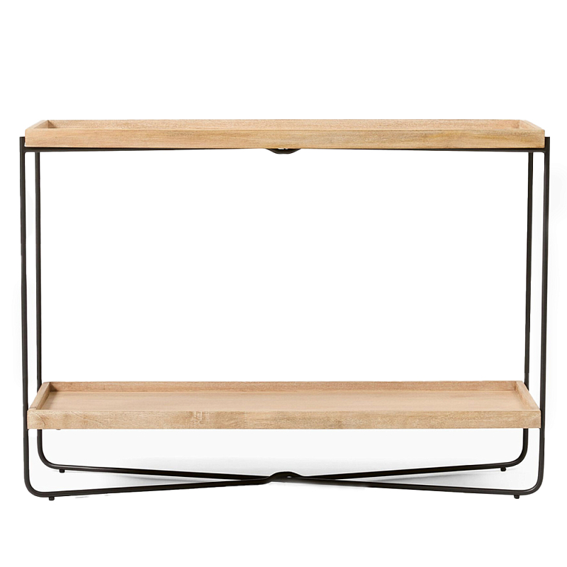 Консоль деревянной столешницей и полкой Wooden Table Top and Shelf Бежевый Черный Консоль деревянной столешницей и полкой Wooden Table Top and Shelf Бежевый Черный в Рязани | Loft Concept