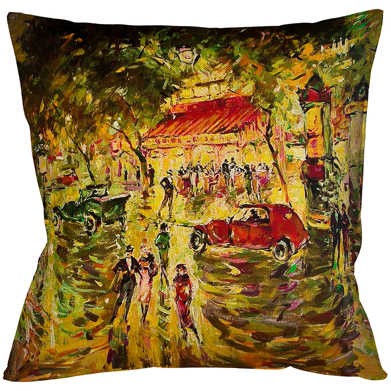 Подушка декоративная с цветным принтом Impressionism in Paris Мульти Бежевый Подушка декоративная с цветным принтом Impressionism in Paris Мульти Бежевый в Рязани | Loft Concept