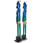 Комплект из 2-х деревянных статуэток Asmat Statuettes Blue Green варинант исполнения - 5 | Loft Concept в Рязани