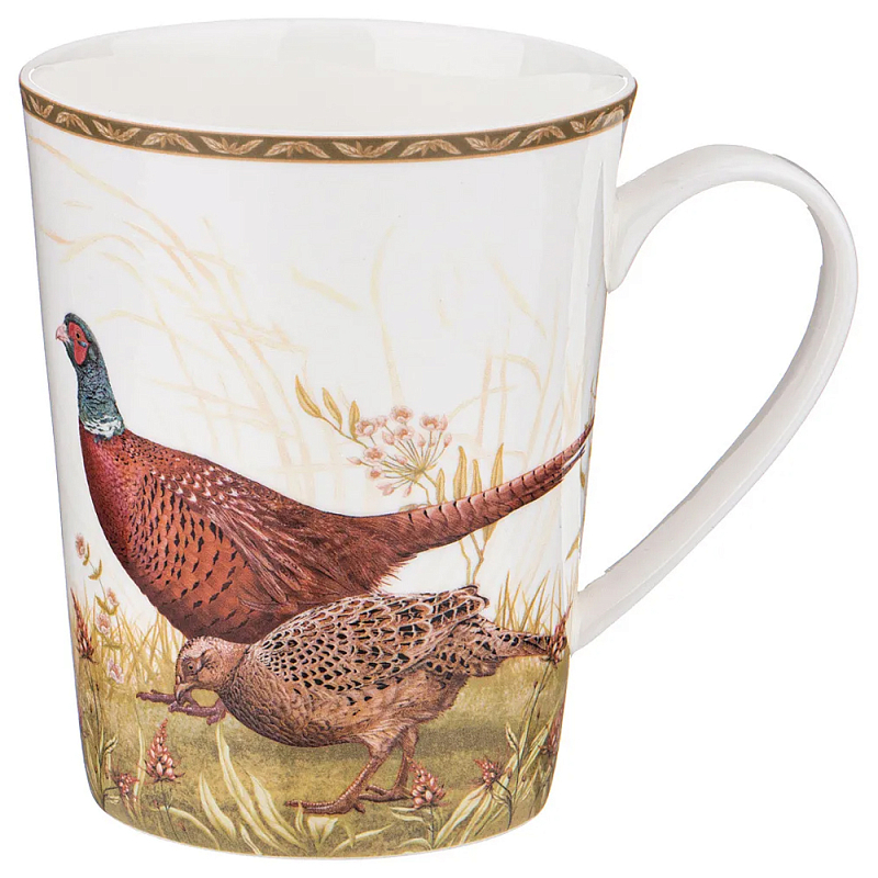 Кружка из фарфора с изображением фазанов 480 мл Hunting Porcelain Collection Белый Коричневый Мульти Кружка из фарфора с изображением фазанов 480 мл Hunting Porcelain Collection Белый Коричневый Мульти в Рязани | Loft Concept