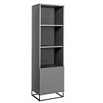 Стеллаж книжный цвета графит с 3-мя открытыми полками и дверкой Strict Lines варинант исполнения - 1 | Loft Concept в Рязани