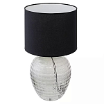 Настольная лампа с черным цилиндрическим тканевым абажуром и фактурным прозрачным основанием Black Cone варинант исполнения - 1 | Loft Concept в Рязани