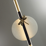 Подвесной светильник с шарообразным плафоном из алебастра и бронзовой декоративной стрекозой Alaris  варинант исполнения - 6 | Loft Concept в Рязани