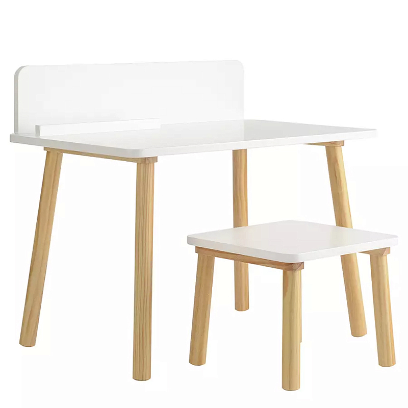 Набор детской мебели белый Childrens Table with Stool Белый Голубой в Рязани | Loft Concept 