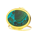 Зеркало карманное складное овальное из натурального камня Малахит с Хризоколлой Gold Stone Mirrors варинант исполнения - 2 | Loft Concept в Рязани