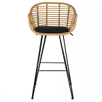 Стул барный с ротанговым плетением Half Bar Chair with Wicker с подлокотниками варинант исполнения - 1 | Loft Concept в Рязани