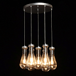 Люстра с 7-ю прозрачными плафонами из стекла в форме капли на круглом потолочном основании цвета хром Lucid Rain  варинант исполнения - 3 | Loft Concept в Рязани