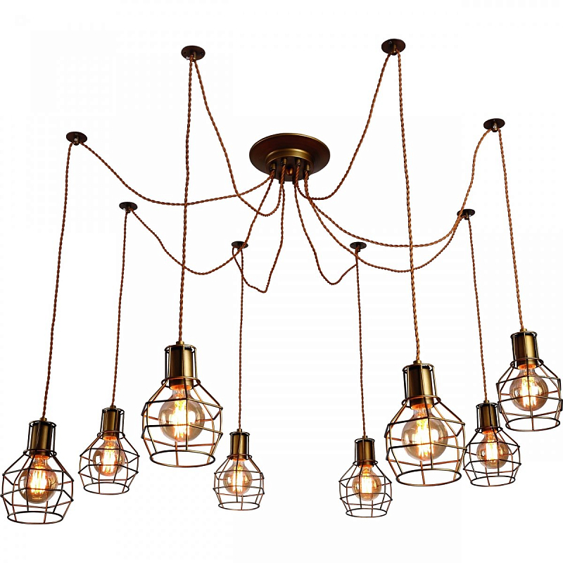 Люстра Loft Wire Cage Pendant 8 Brown Бронза Люстра Loft Wire Cage Pendant 8 Brown Бронза в Рязани | Loft Concept