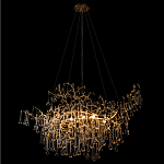 Подвесная люстра в виде ветвей деревьев золотого цвета с прозрачными подвесками-каплями 10 и 14 ламп Droplet Chandelier варинант исполнения - 4 | Loft Concept в Рязани