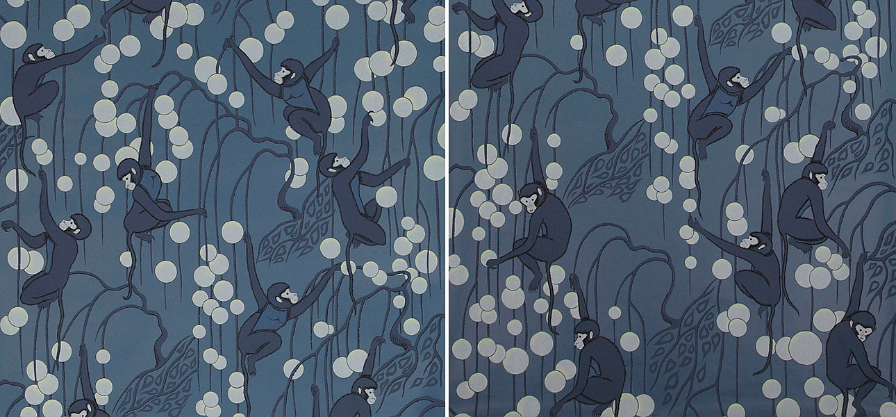 Обои ручная роспись Deco Monkeys Parisian Blue on dyed paper Обои ручная роспись Deco Monkeys Parisian Blue on dyed paper - Loft-Concept в Рязани
