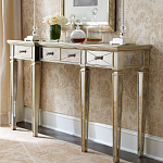 Консоль зеркальная в цвете шампань с 3-мя ящиками Hyaloid варинант исполнения - 1 | Loft Concept в Рязани