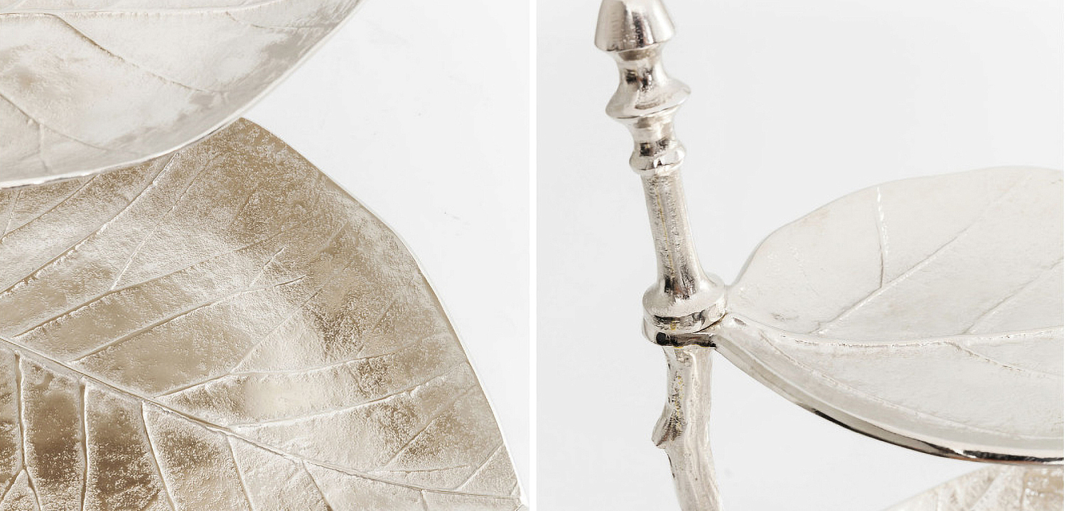 Блюдо трёхъярусное Chrome Leaves Блюдо трёхъярусное Chrome Leaves - Loft-Concept в Рязани