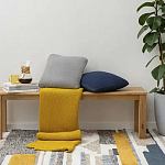 Плед из хлопка жемчужной вязки горчичного цвета Waffle Comfort варинант исполнения - 5 | Loft Concept в Рязани