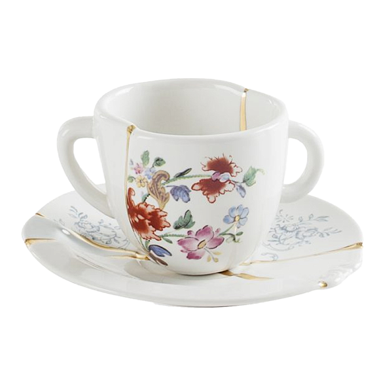 Кофейная пара Seletti Kintsugi Белый Золотой Мульти Кофейная пара Seletti Kintsugi Белый Золотой Мульти в Рязани | Loft Concept