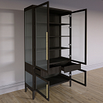 Витрина Primo со стеклянными фасадами и 2 ящиками Темный орех варинант исполнения - 6 | Loft Concept в Рязани