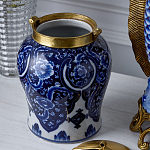 Ваза с насыщенным синим орнаментом и золотой крышкой Blue & White Ornament  варинант исполнения - 4 | Loft Concept в Рязани