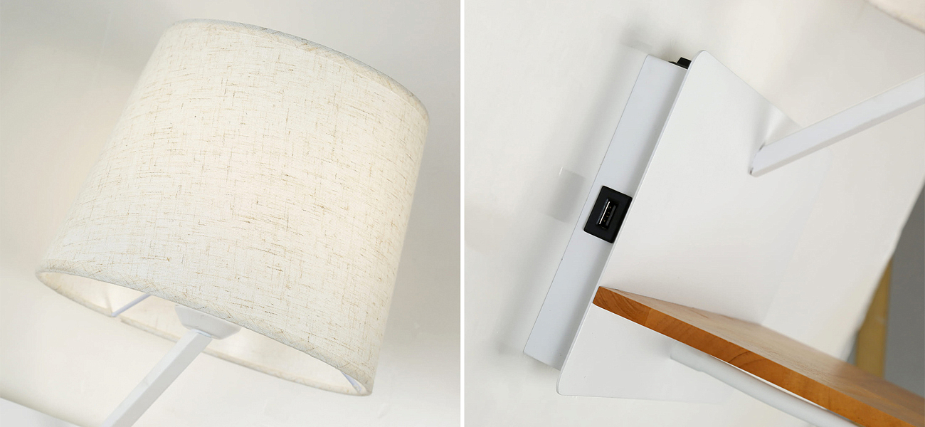 Бра с абажуром и гибким спотом Trumpet Wall White USB Бра с абажуром и гибким спотом Trumpet Wall White USB - Loft-Concept в Рязани