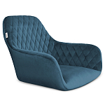 Стул с мягкой синей обивкой из велюра и подъемно-поворотным механизмом на черных колесиках Harper Blue варинант исполнения - 2 | Loft Concept в Рязани