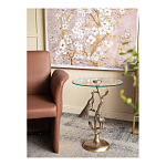 Столик с круглой стеклянной столешницей и корпусом в виде двух павлинов на ветке Table Two Peacocks варинант исполнения - 7 | Loft Concept в Рязани