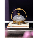 Конфетница из прозрачного рельефного стекла с ручкой и фигуркой лебедя Eden Garden варинант исполнения - 4 | Loft Concept в Рязани