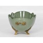 Чаша зеленого цвета из фарфора с волнообразным краем Eden Garden porcelain and bronze варинант исполнения - 2 | Loft Concept в Рязани