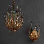 Бра настенное золотое с декором из бирюзовых элементов Peacock Tail варинант исполнения - 4 | Loft Concept в Рязани