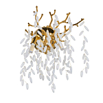 Бра золотого цвета с ветвями и белыми овальными стеклянными подвесками Droplet Chandelier варинант исполнения - 1 | Loft Concept в Рязани