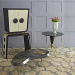 Дизайнерский журнальный столик с круглой столешницей на золотых ножках Risenbix варинант исполнения - 1 | Loft Concept в Рязани