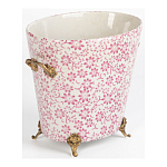 Кашпо из белого фарфора с розовым цветочным орнаментом Eden Garden варинант исполнения - 2 | Loft Concept в Рязани